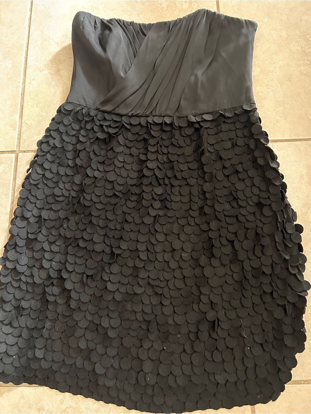 Ali Ro Strapless Black Petal Skirt Cocktail Dress